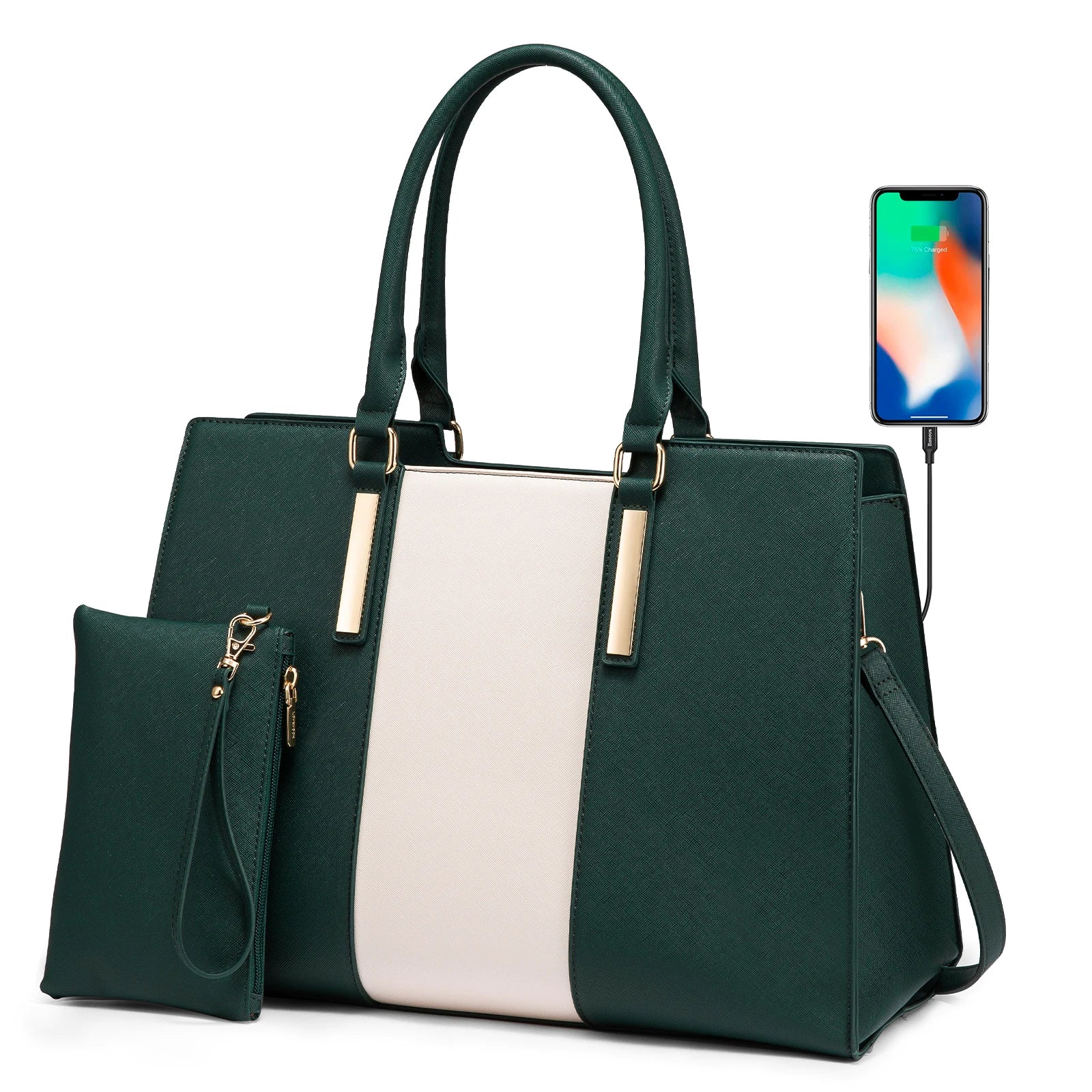 JMT-065354 Waterproof Leather Laptop Tote Bag for 15.6 Inch Laptops - Stylish and Spacious Handbag