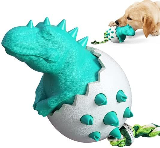 JMT-065610 Durable Rubber Dog Chew Toy with Rope for Aggressive Chewers - Interactive Fetch Tool