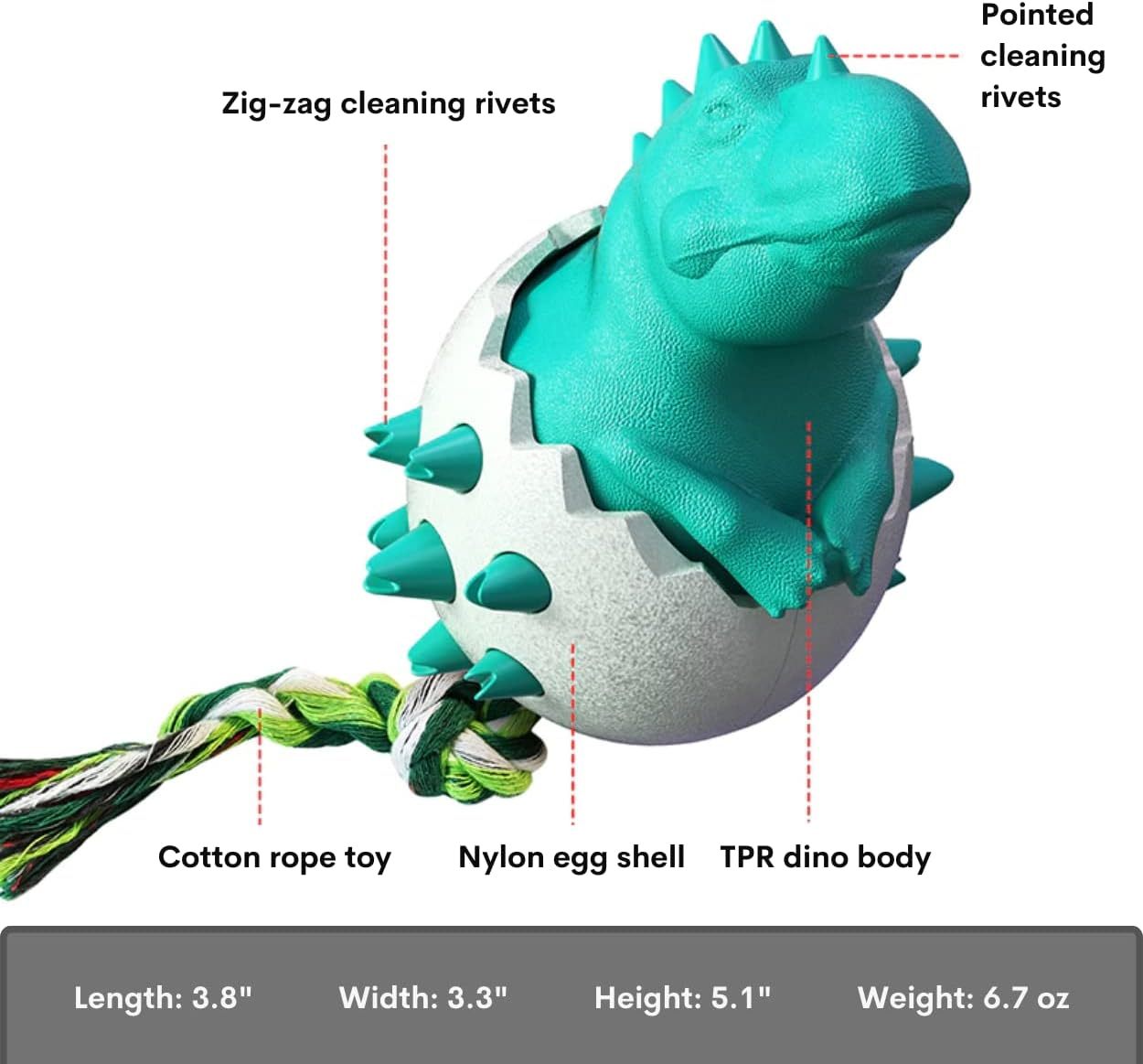 JMT-065610 Durable Rubber Dog Chew Toy with Rope for Aggressive Chewers - Interactive Fetch Tool