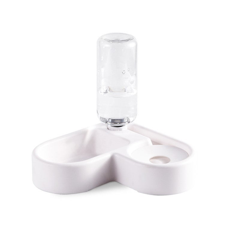 JMT-065802 Heart-Shaped Double Pet Bowl with 500ml Automatic Water Refilling, Made of Durable PP Material