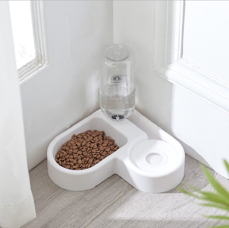 JMT-065802 Heart-Shaped Double Pet Bowl with 500ml Automatic Water Refilling, Made of Durable PP Material