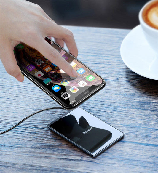 JMT-066314 Wireless Charger for iPhone 8X, Samsung S10, and Xiaomi Devices - 15V Fast Charging, Black/Silver