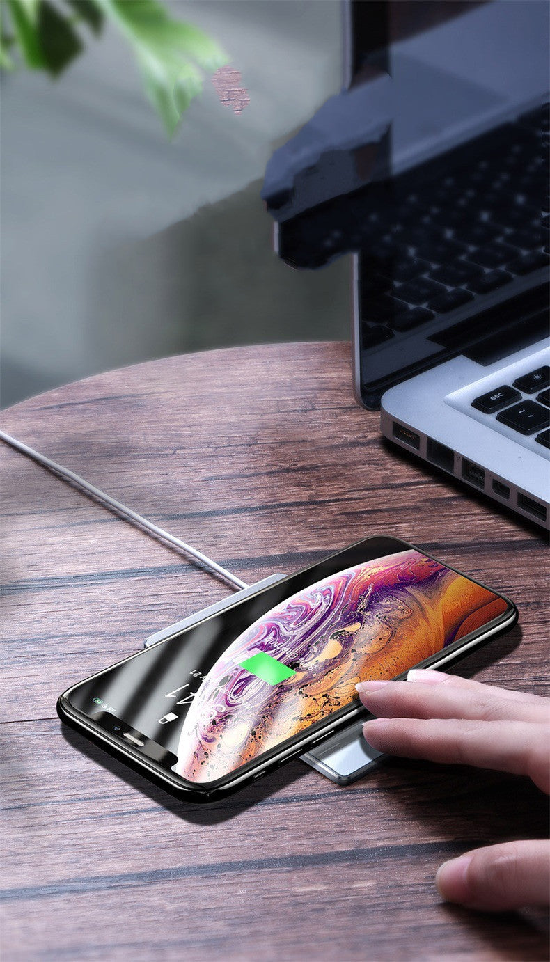 JMT-066314 Wireless Charger for iPhone 8X, Samsung S10, and Xiaomi Devices - 15V Fast Charging, Black/Silver