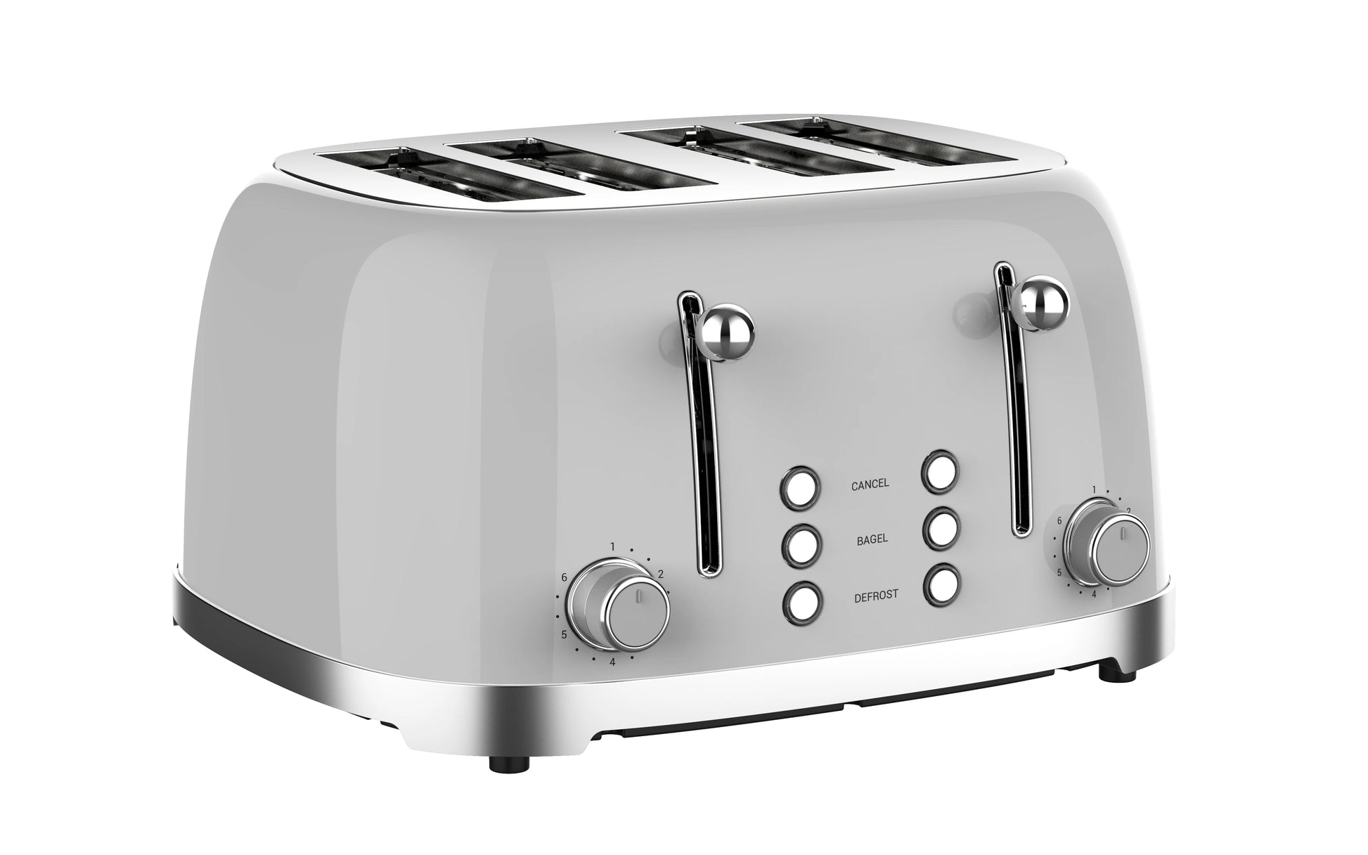 JMT-066442 Stainless Steel 4-Slice Toaster with Self-Centering Function and Woodgrain Knob