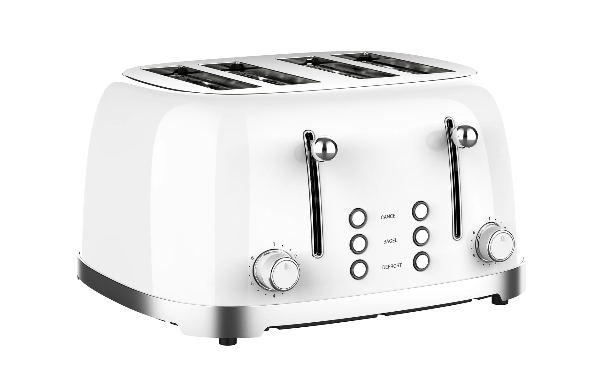 JMT-066442 Stainless Steel 4-Slice Toaster with Self-Centering Function and Woodgrain Knob