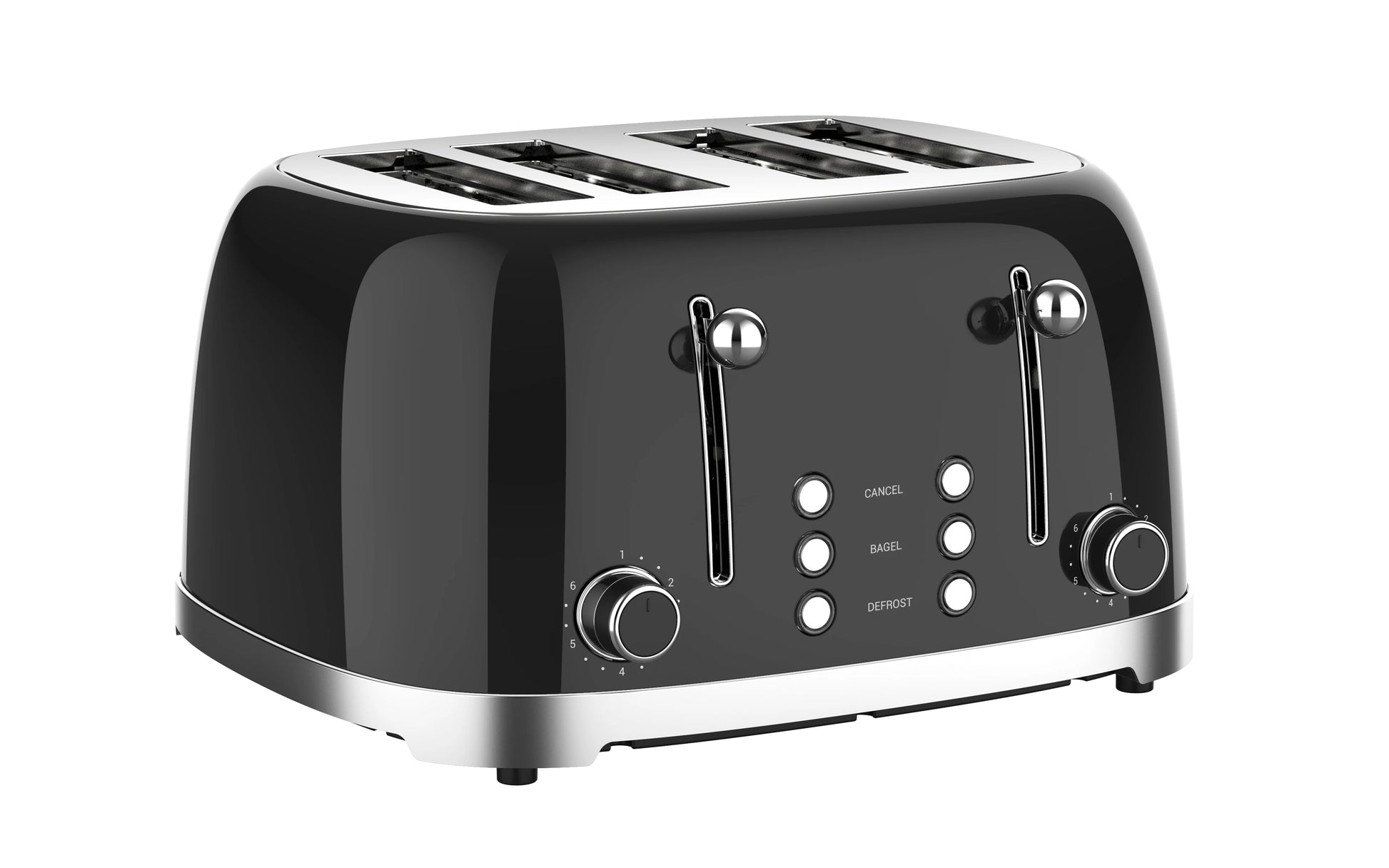 JMT-066442 Stainless Steel 4-Slice Toaster with Self-Centering Function and Woodgrain Knob