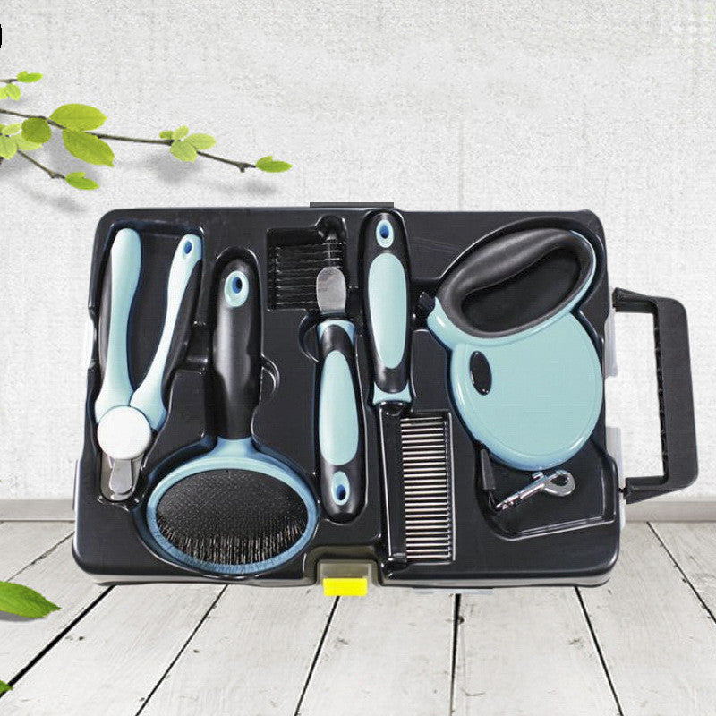 JMT-066762 Five-Piece Pet Grooming Set - Comb, Nail Scissors, Telescopic Traction Rope, and Hair Removal Brush