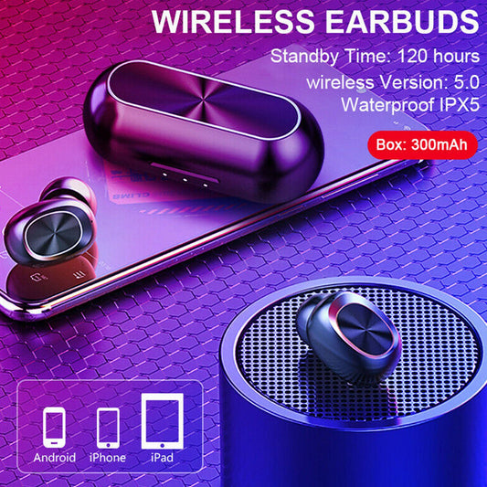 JMT-066762 Wireless Bluetooth 5.0 In-Ear Headset with Charging Case, 4 Hours Playtime, IPX5 Waterproof