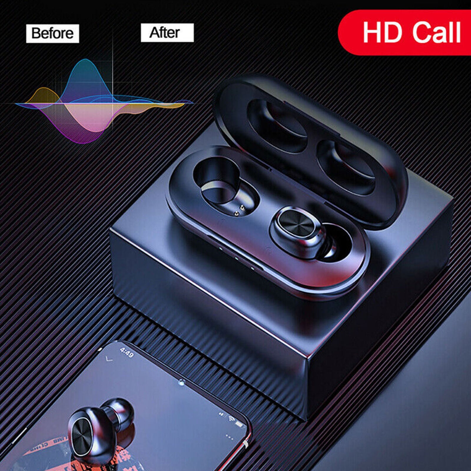 JMT-066762 Wireless Bluetooth 5.0 In-Ear Headset with Charging Case, 4 Hours Playtime, IPX5 Waterproof