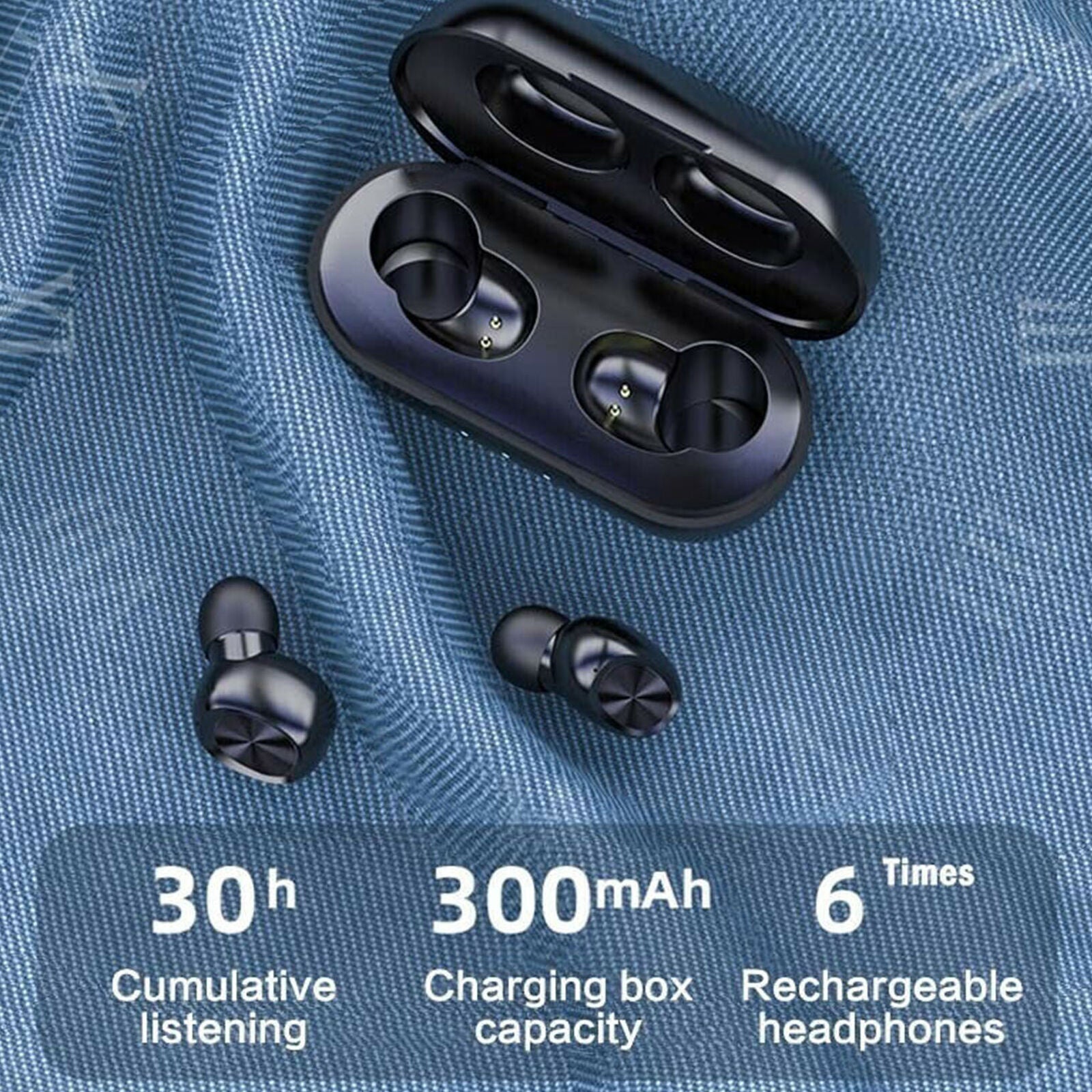 JMT-066762 Wireless Bluetooth 5.0 In-Ear Headset with Charging Case, 4 Hours Playtime, IPX5 Waterproof