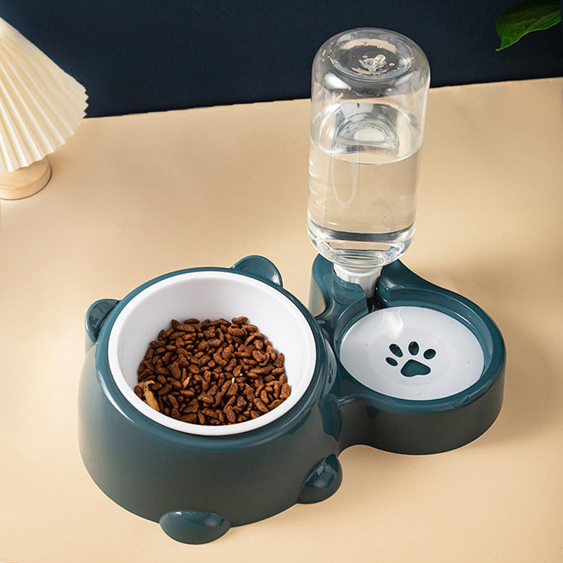 JMT-066954 Tilted Cat and Dog Food & Water Bowl Set with Removable Dispenser, 500ml Capacity, Available in Stainless Steel, Plastic, and Ceramic Options