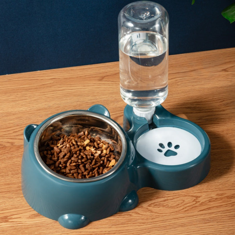 JMT-066954 Tilted Cat and Dog Food & Water Bowl Set with Removable Dispenser, 500ml Capacity, Available in Stainless Steel, Plastic, and Ceramic Options