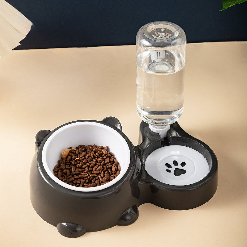 JMT-066954 Tilted Cat and Dog Food & Water Bowl Set with Removable Dispenser, 500ml Capacity, Available in Stainless Steel, Plastic, and Ceramic Options