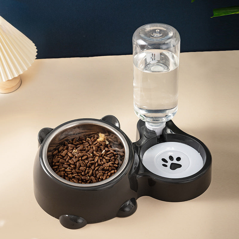 JMT-066954 Tilted Cat and Dog Food & Water Bowl Set with Removable Dispenser, 500ml Capacity, Available in Stainless Steel, Plastic, and Ceramic Options