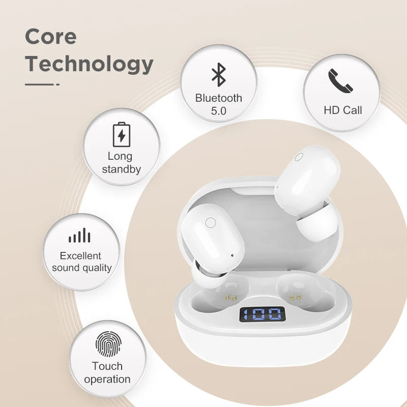 JMT-066954 Wireless Bluetooth 5.0 Earbuds with Microphone and Waterproof Design