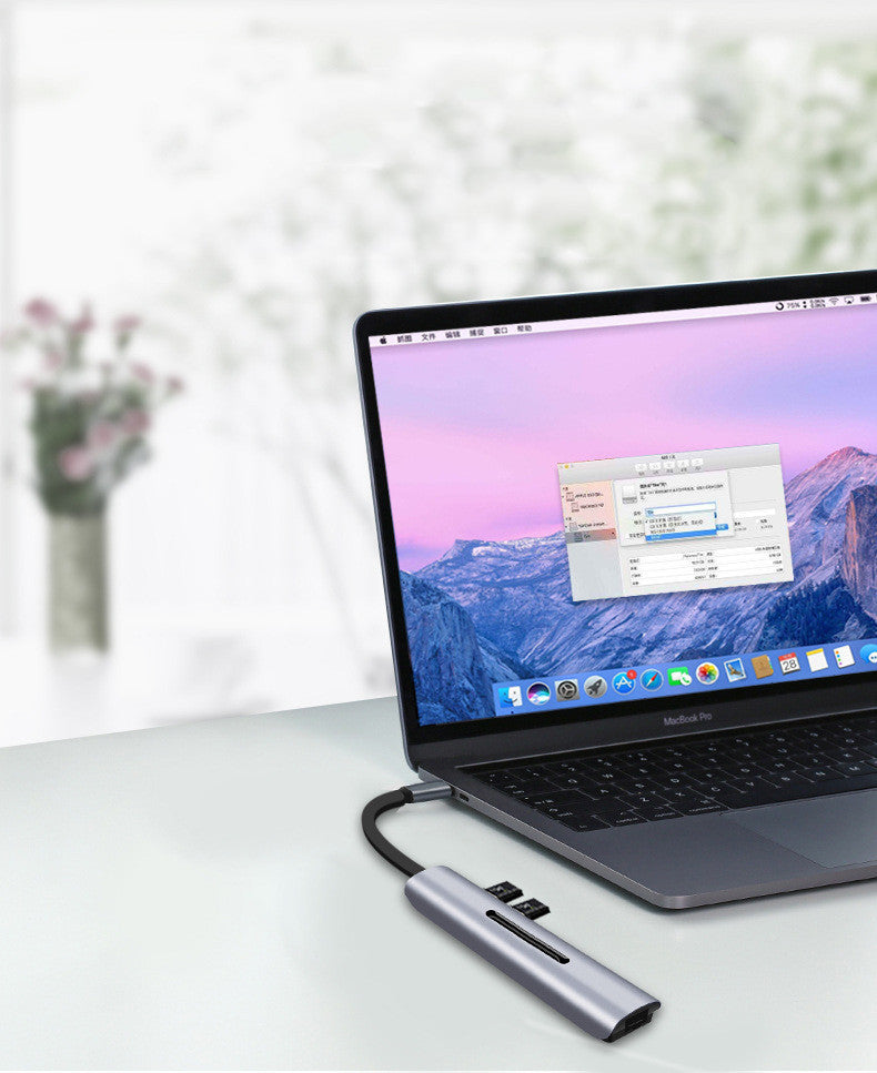 JMT-067402 9 in 1 Type-C Aluminum Alloy USB Hub Docking Station with HDMI and VGA - 4K Resolution, External Power Supply