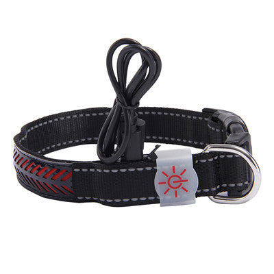 JMT-067594 LED Dog Collar with USB Rechargeable Light - Adjustable Sizes 40cm, 50cm, 60cm