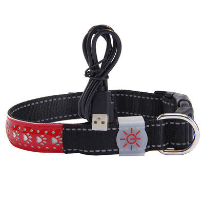 JMT-067594 LED Dog Collar with USB Rechargeable Light - Adjustable Sizes 40cm, 50cm, 60cm