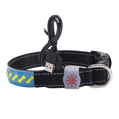 JMT-067594 LED Dog Collar with USB Rechargeable Light - Adjustable Sizes 40cm, 50cm, 60cm