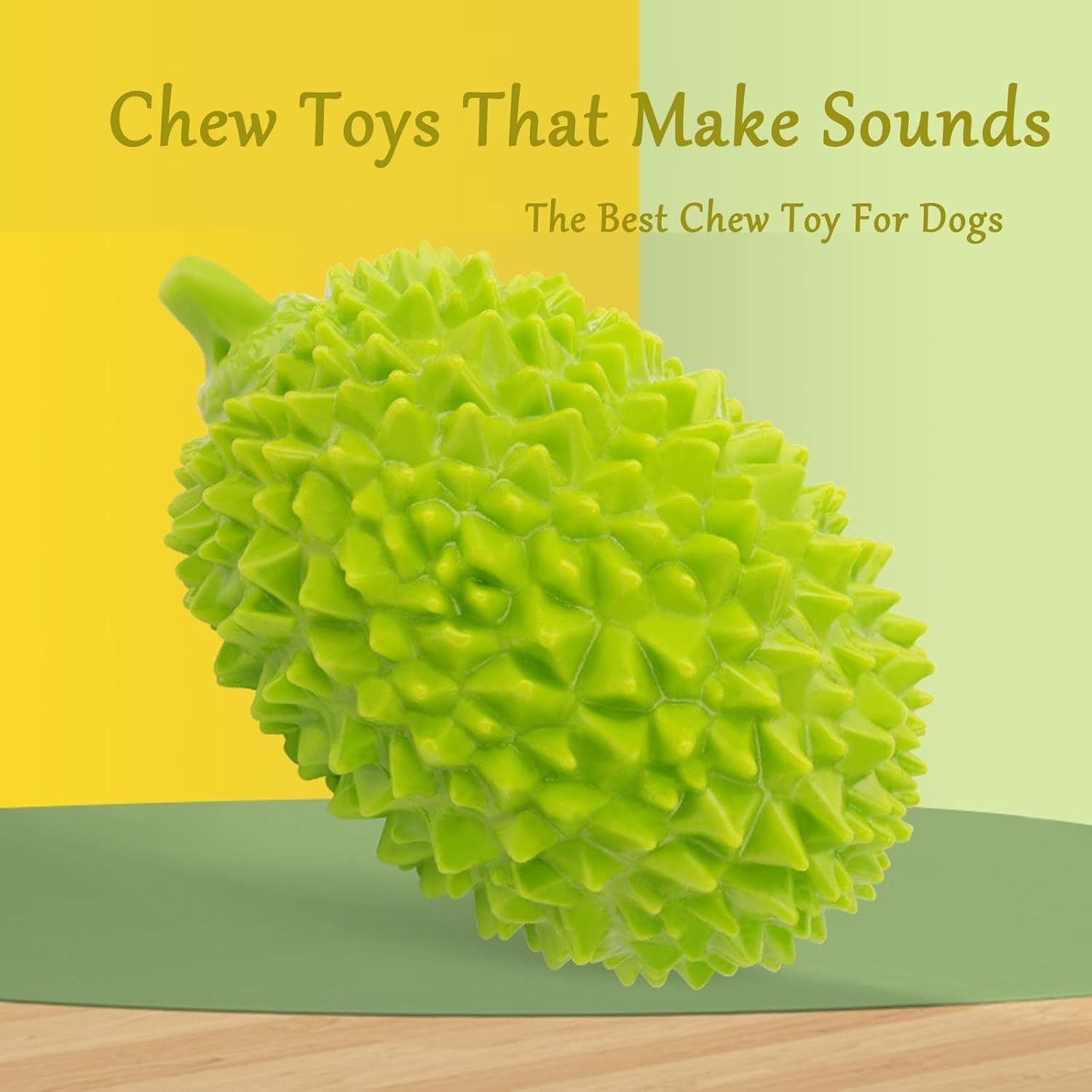 JMT-067914 Durian-Shaped Chewing Toy for Dogs - Squeaky Tooth Cleaning and Training Toy for Small and Medium Breeds