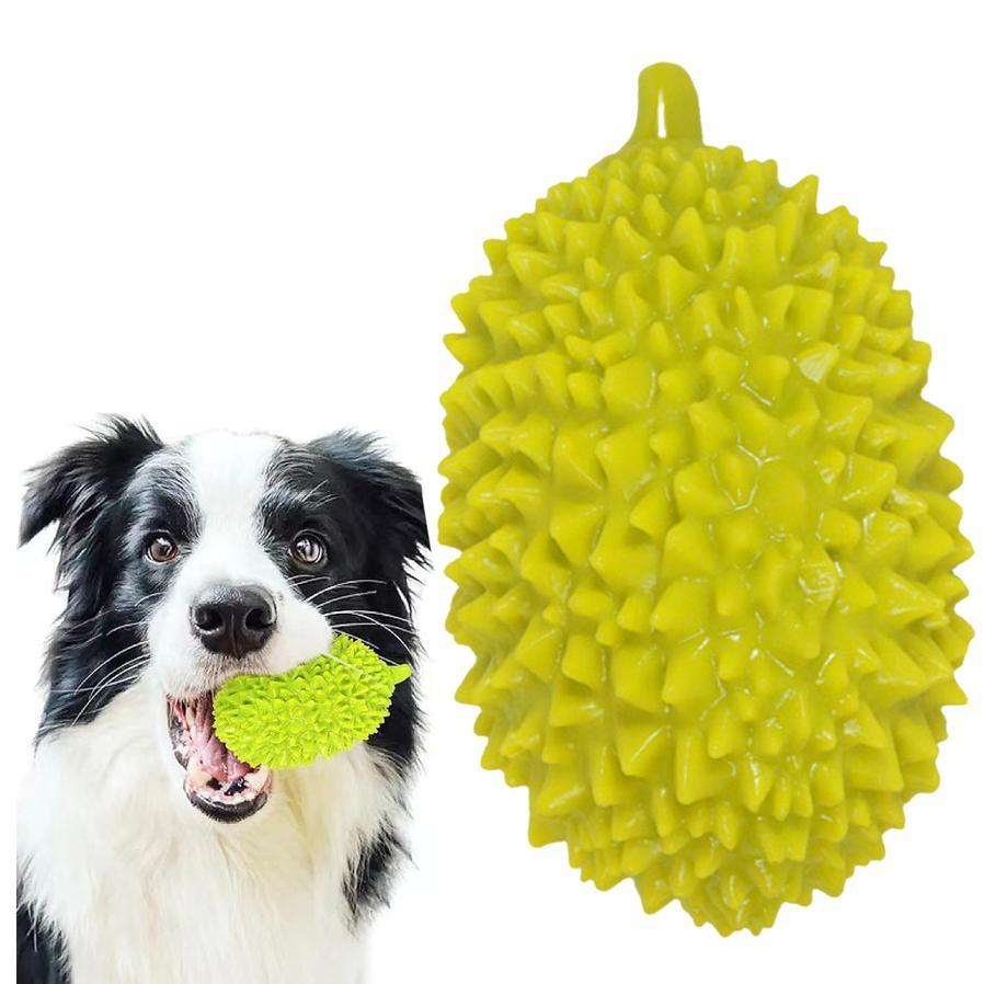 JMT-067914 Durian-Shaped Chewing Toy for Dogs - Squeaky Tooth Cleaning and Training Toy for Small and Medium Breeds
