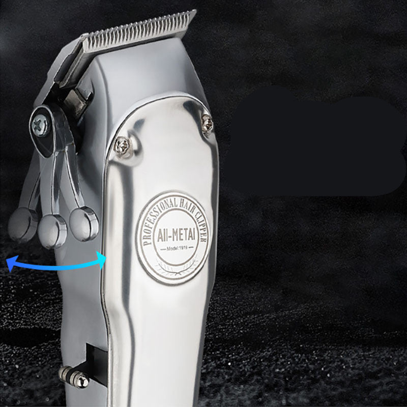 JMT-068170 Retro Full Metal Electric Hair Clipper for Men - Engraved Shaving Tool with Dual-Power Supply