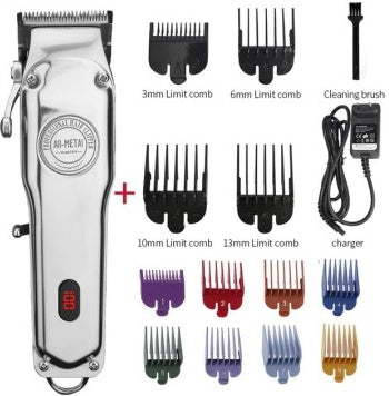 JMT-068170 Retro Full Metal Electric Hair Clipper for Men - Engraved Shaving Tool with Dual-Power Supply