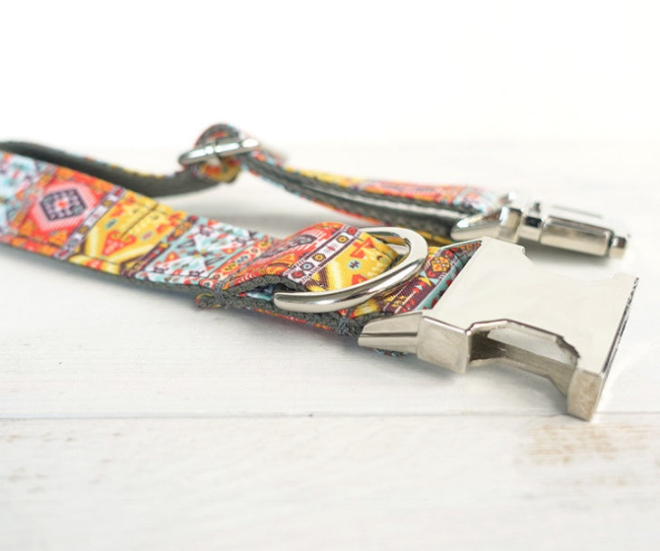 JMT-068426 Comfortable Polyester Dog Collar in Orange and Blue - Multiple Sizes Available