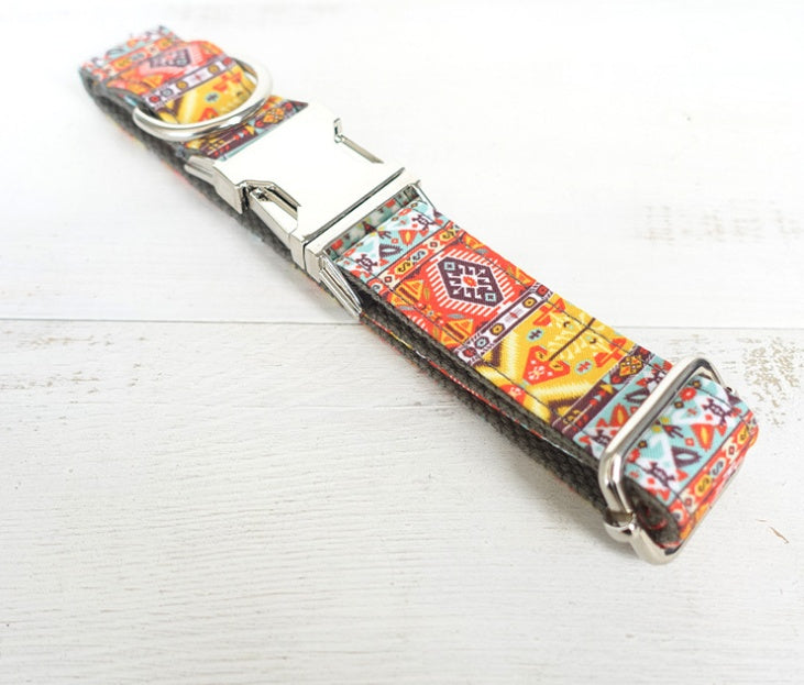 JMT-068426 Comfortable Polyester Dog Collar in Orange and Blue - Multiple Sizes Available