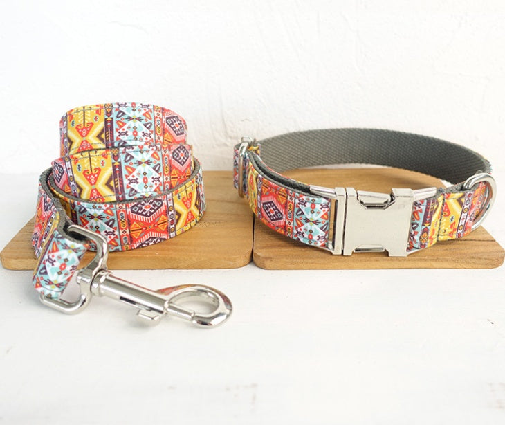 JMT-068426 Comfortable Polyester Dog Collar in Orange and Blue - Multiple Sizes Available