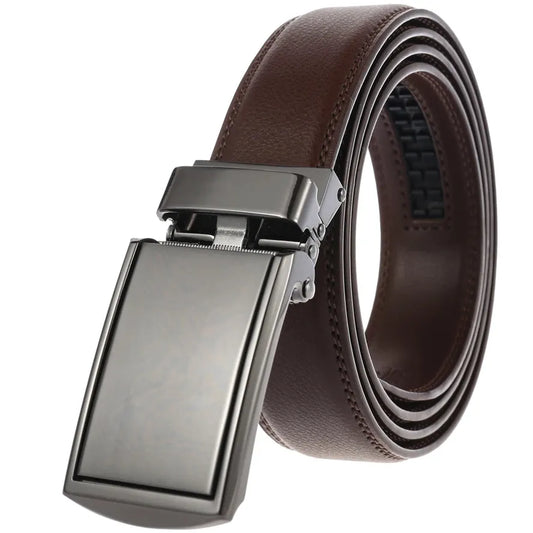 JMT-068682 Genuine Leather Buckle Ratchet Belt for Men - Size LY33-1550-1