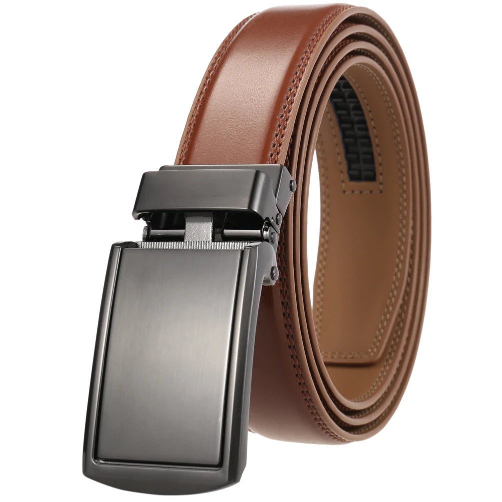 JMT-068682 Genuine Leather Buckle Ratchet Belt for Men - Size LY33-1550-1