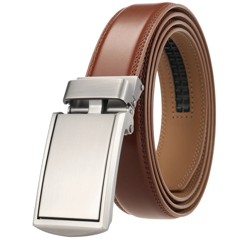 JMT-068682 Genuine Leather Buckle Ratchet Belt for Men - Size LY33-1550-1