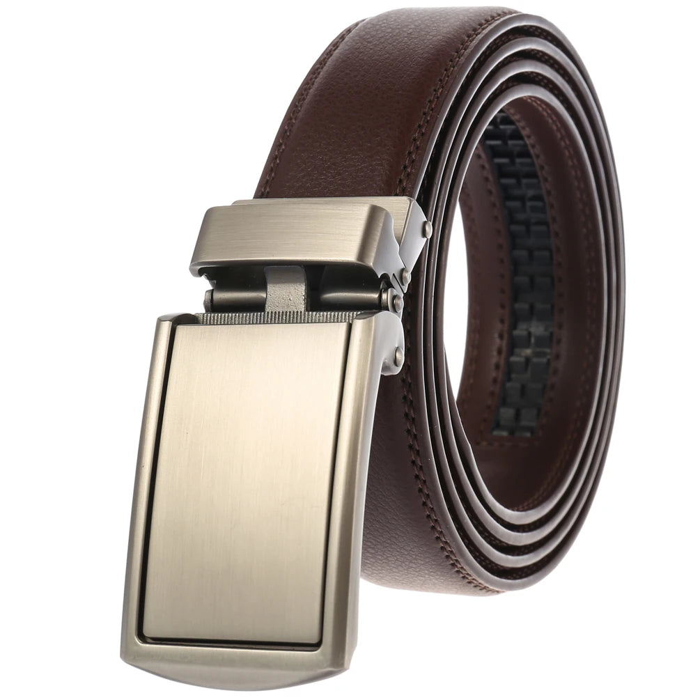 JMT-068682 Genuine Leather Buckle Ratchet Belt for Men - Size LY33-1550-1