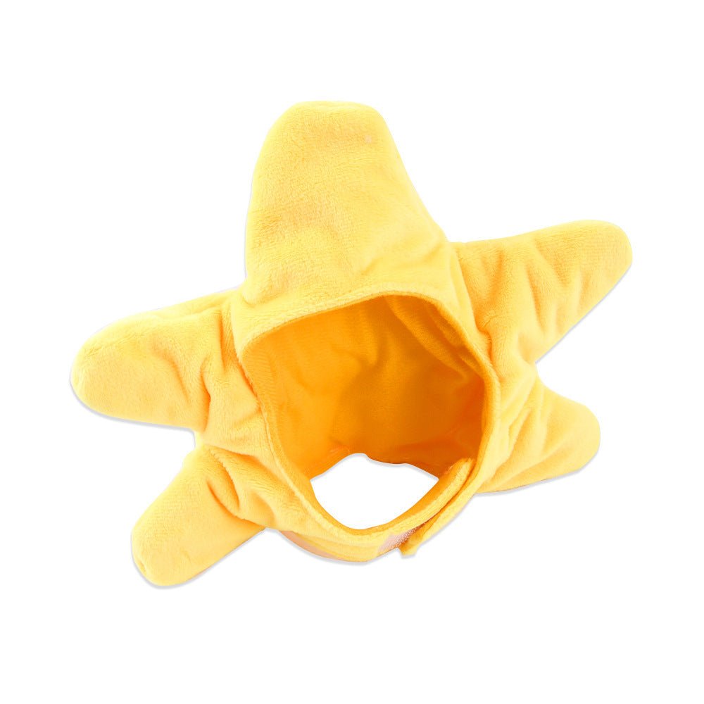 JMT-068746 Cartoon Starfish Cat Headgear - Plush Four Seasons Pet Accessory