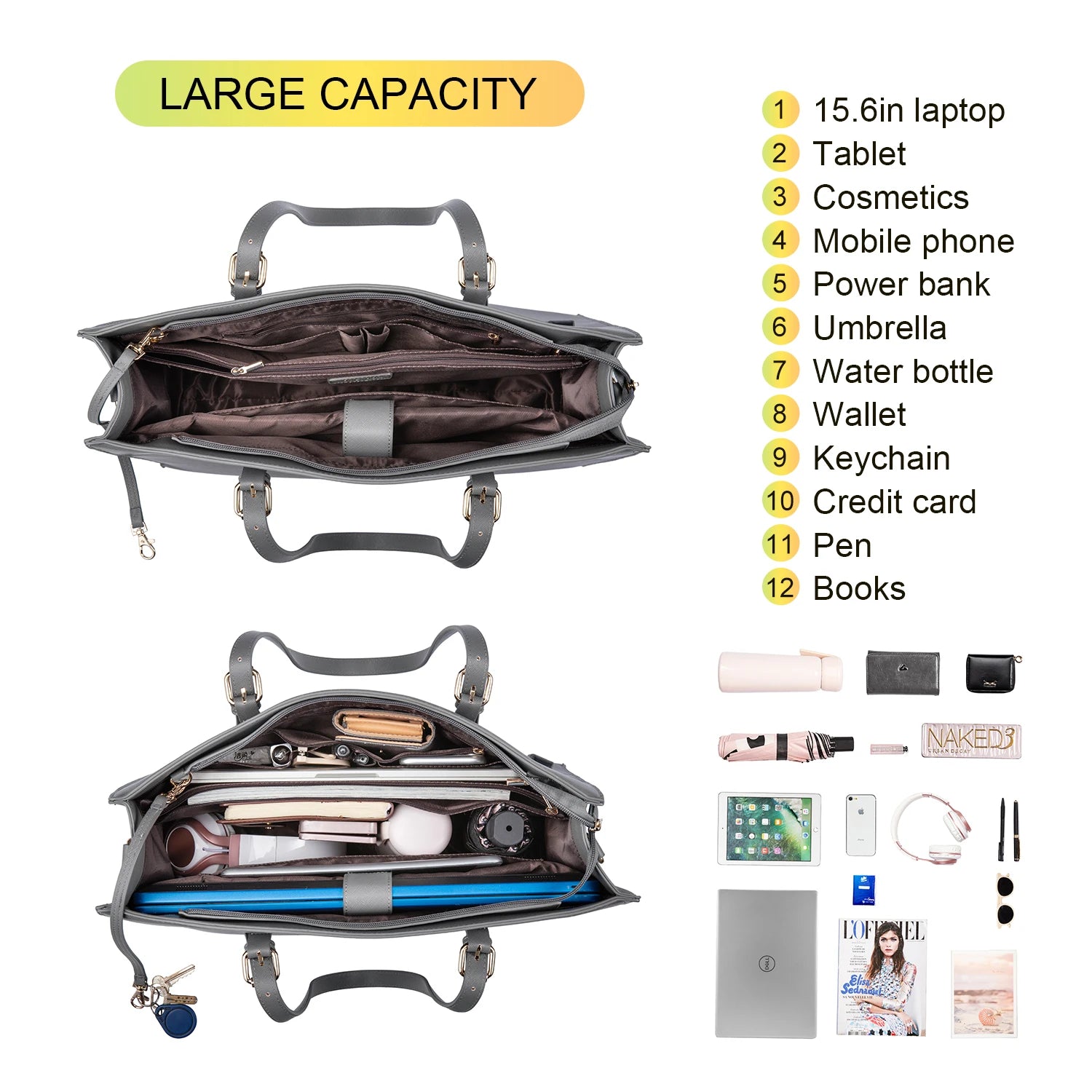 JMT-068746 Crocodile Pattern Laptop Tote Bag Set – Large Capacity Office Shoulder Handbags for Women (15.6 inches)