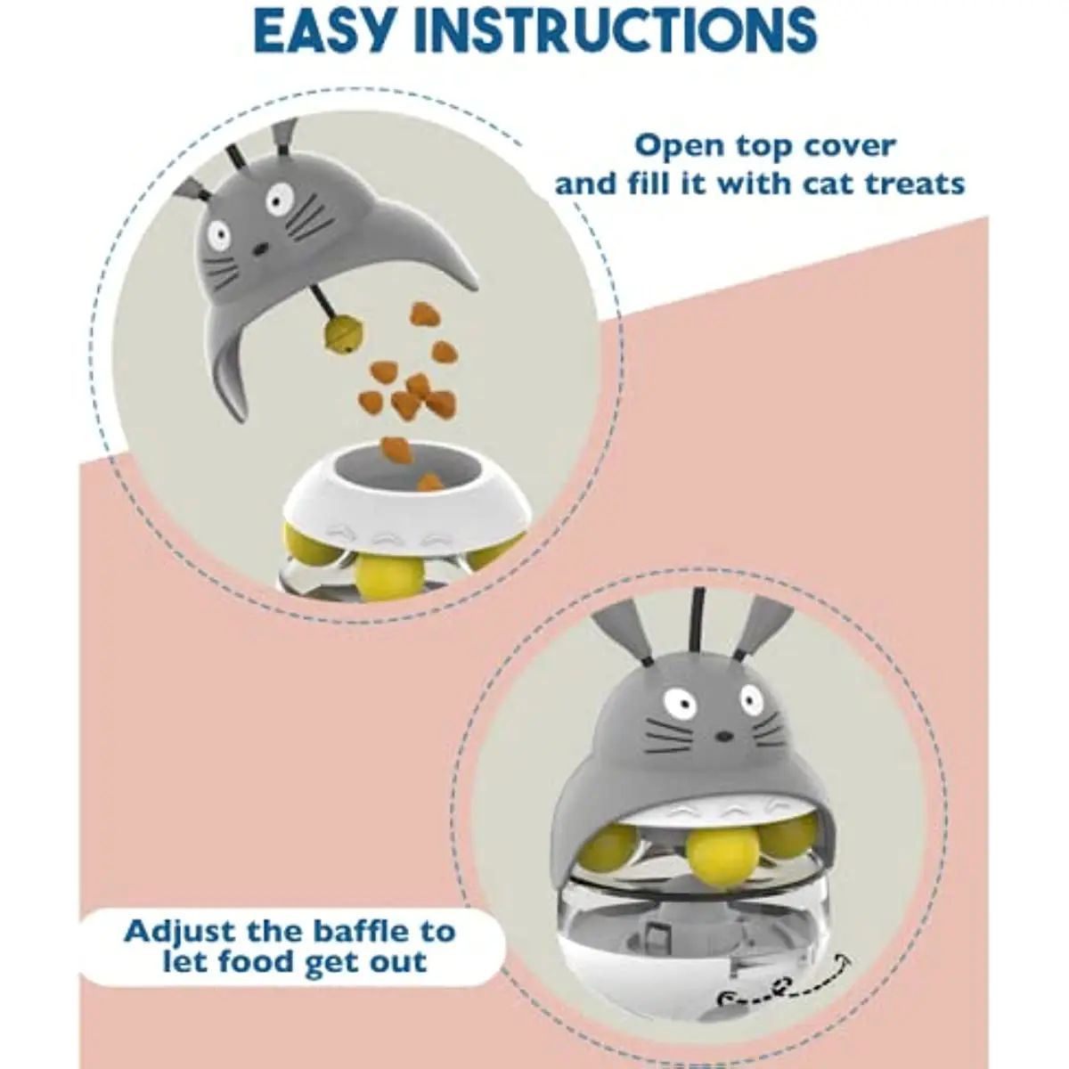 JMT-069066 Interactive Cat Feeder Toy with Sounding Bell for Indoor Play and Feeding