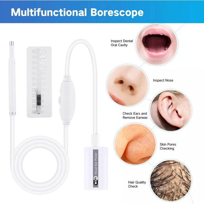 JMT-069066 Ultra-Small HD Borescope Ear Cleaner with Adjustable LED and Multifunctional Earwax Removal Tools