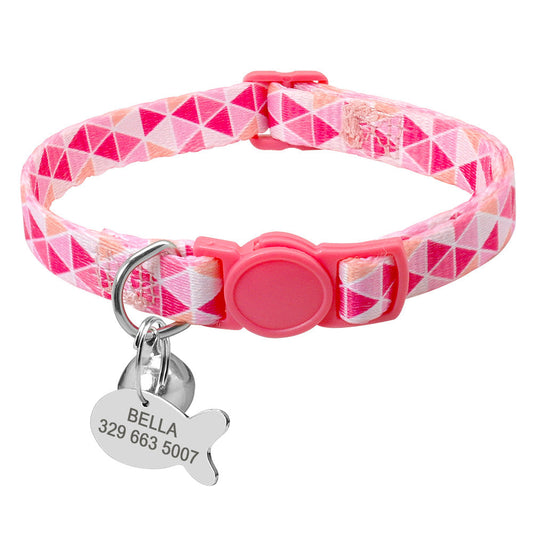 JMT-069258 Adjustable Cat Collar with Anti-Lost Tag and Bell - XS to Small Size Option, 1cm Width