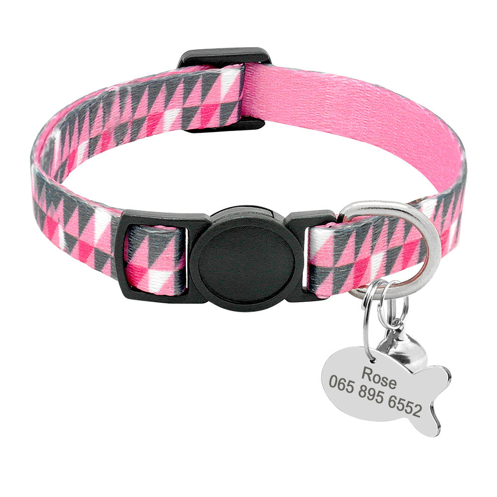 JMT-069258 Adjustable Cat Collar with Anti-Lost Tag and Bell - XS to Small Size Option, 1cm Width