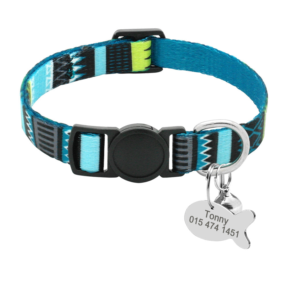 JMT-069258 Adjustable Cat Collar with Anti-Lost Tag and Bell - XS to Small Size Option, 1cm Width