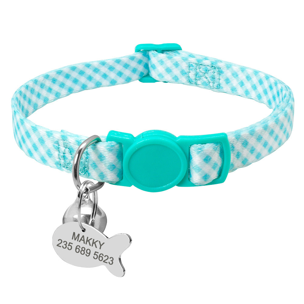 JMT-069258 Adjustable Cat Collar with Anti-Lost Tag and Bell - XS to Small Size Option, 1cm Width