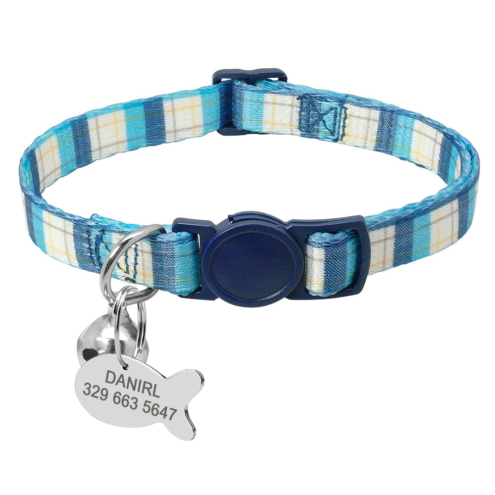 JMT-069258 Adjustable Cat Collar with Anti-Lost Tag and Bell - XS to Small Size Option, 1cm Width