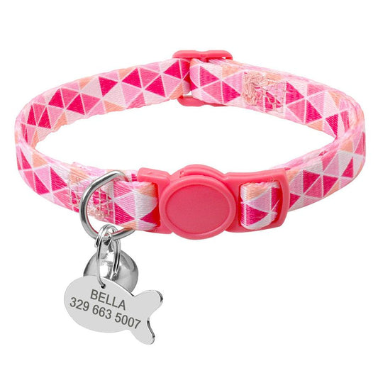 JMT-069258 Adjustable Cat Collar with Anti-Lost Tag and Bell - XS to Small Size Option, 1cm Width
