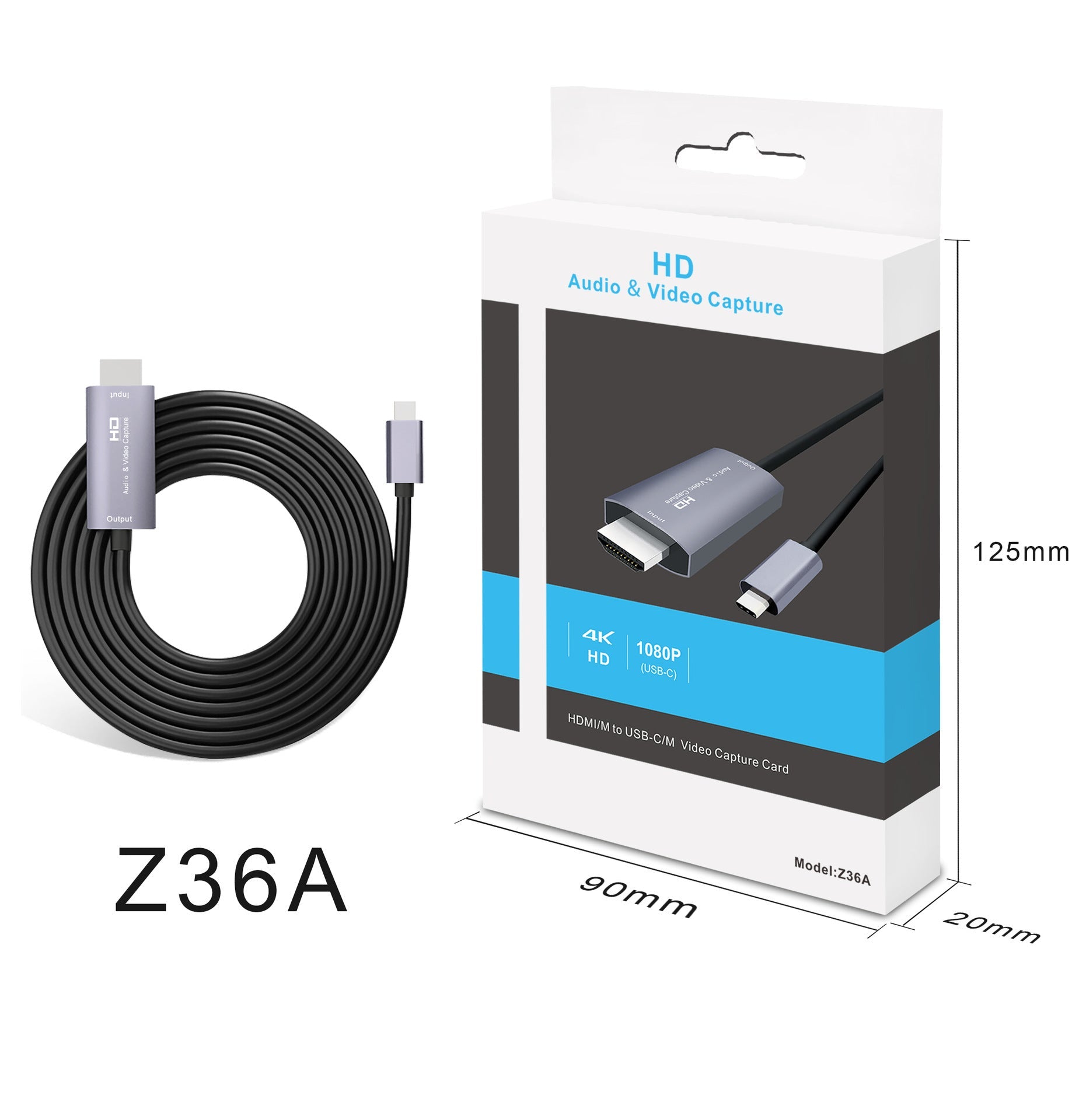 JMT-069258 HDMI Ultra-Clear 4K Input to USB 3.1 Output Capture Card, 1.8m Adapter Cable for Live Broadcasting