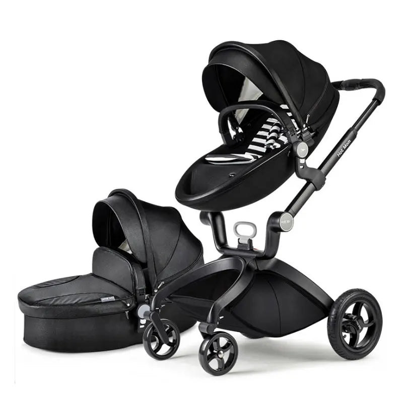 JMT-069258 Luxury Foldable 3-in-1 Aluminium Pram Travel System with Eco Leather Seat