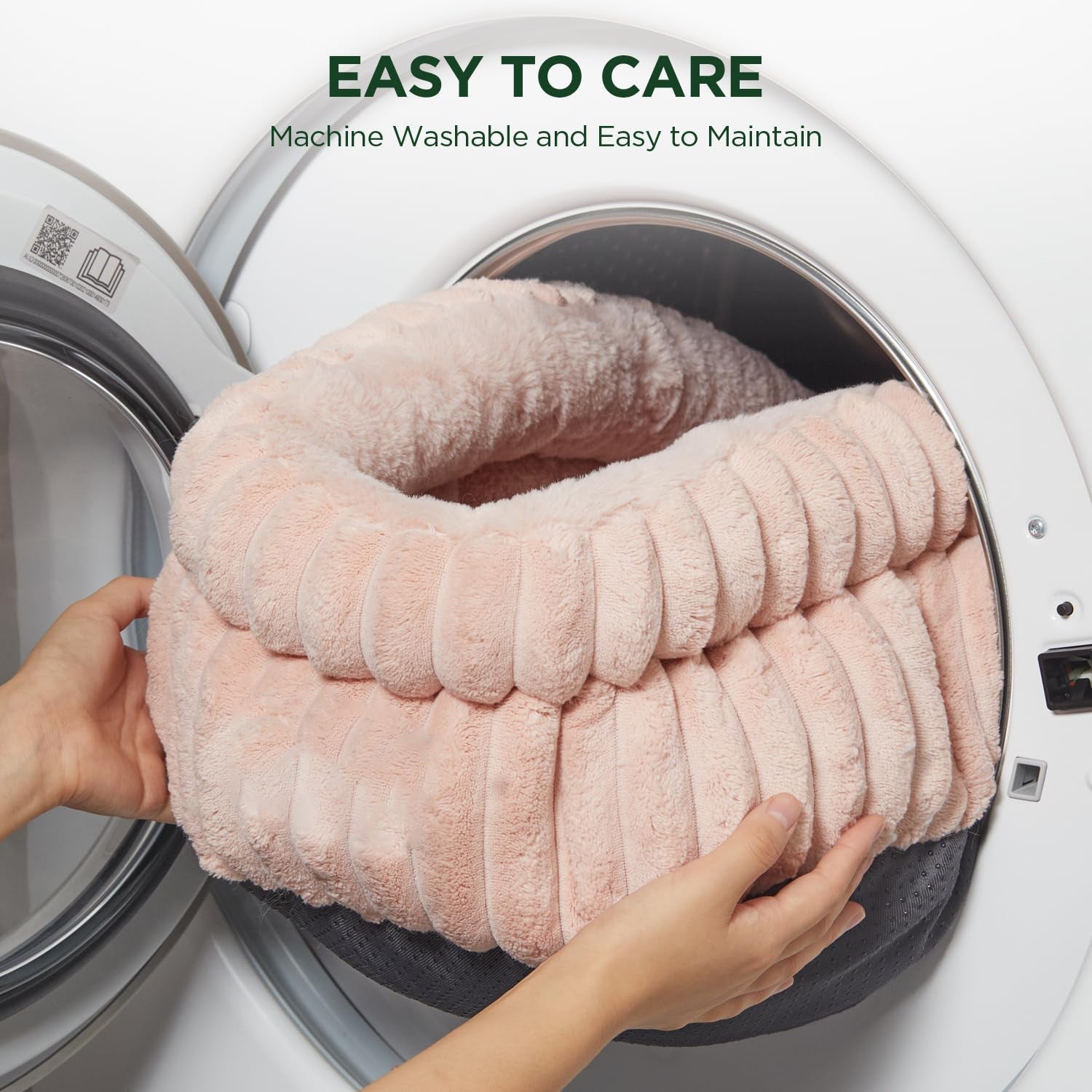JMT-069386 Super Soft Plush Round Cat Bed with Anti-Slip Bottom, Washable and Comfortable for Indoor Cats and Kittens