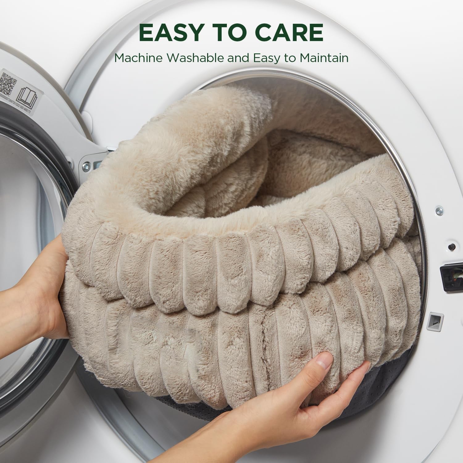 JMT-069386 Super Soft Plush Round Cat Bed with Anti-Slip Bottom, Washable and Comfortable for Indoor Cats and Kittens