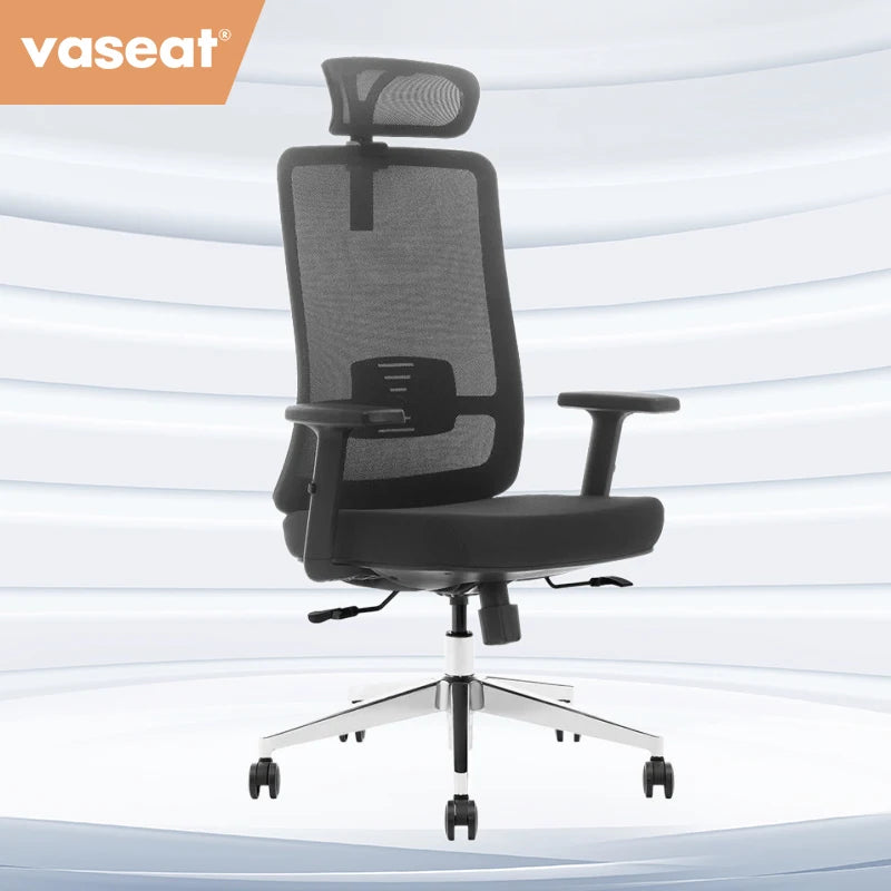 JMT-069834 Ergonomic High-Back Office Chair with Adjustable Headrest and Swivel Design in Fabric Mesh