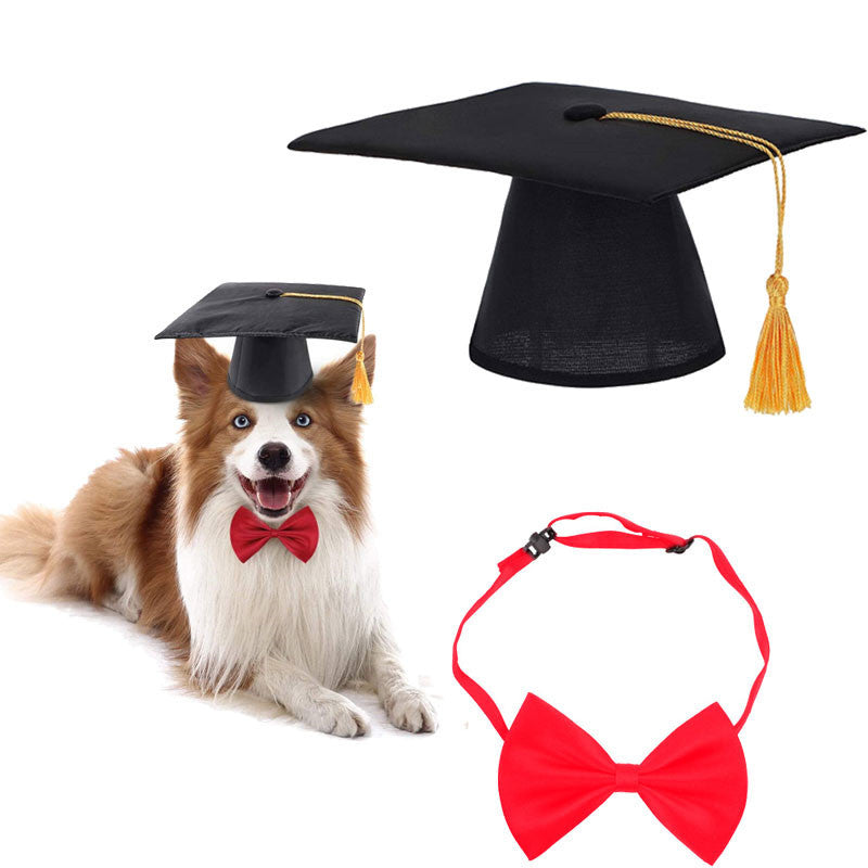 JMT-069898 Creative Graduation Hat and Bow Tie Outfit for Small Pets